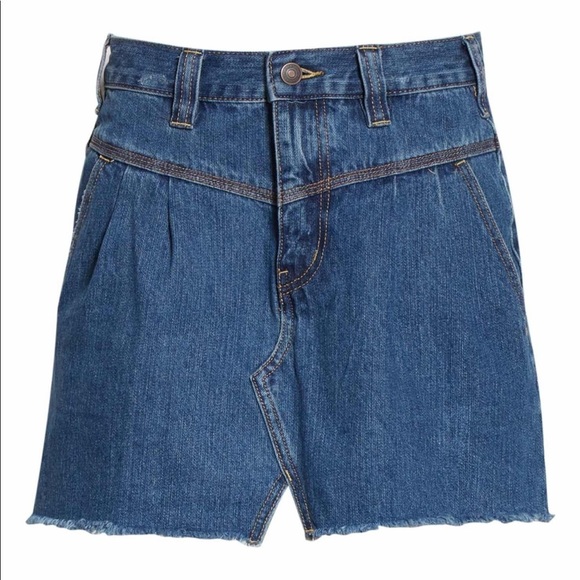 Free People Denim Raw Hem A-Line Mini Skirt NWT - Picture 5 of 9